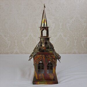 Copper Church Music Box Plays Silent Night Steeple Turns Natural Patina